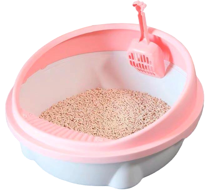 Лоток для кішок з лопаткою S 40х36х8 см Рожевий