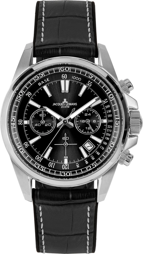 Наручний годинник чоловічий Jacques Lemans Liverpool 1-2117A з сталевим корпусом WR 200 м та чорним циферблатом
