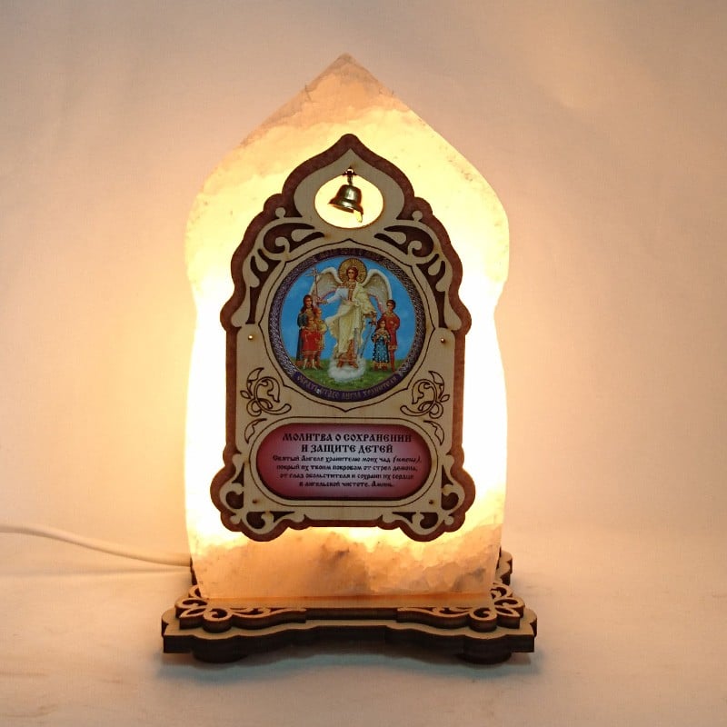 Соляна лампа Ікона маленька Ангел Хранитель з Дітьми жовтого підсвічування (20026) Соляна лампа Ікона маленька Ангел Хранитель з Дітьми жовтого підсвічування (20026)