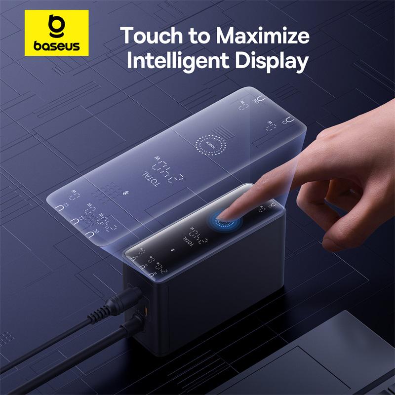 Зарядний пристрій для кабелю BASEUS Baseus Digital GaN Intelligent Desktop Fast Charger 3C+U+DC 240W EU Cluster Black (P10163901113-00) - фото 13 Зарядний пристрій для кабелю BASEUS Baseus Digital GaN Intelligent Desktop Fast Charger 3C+U+DC 240W EU Cluster Black (P10163901113-00) - фото 13