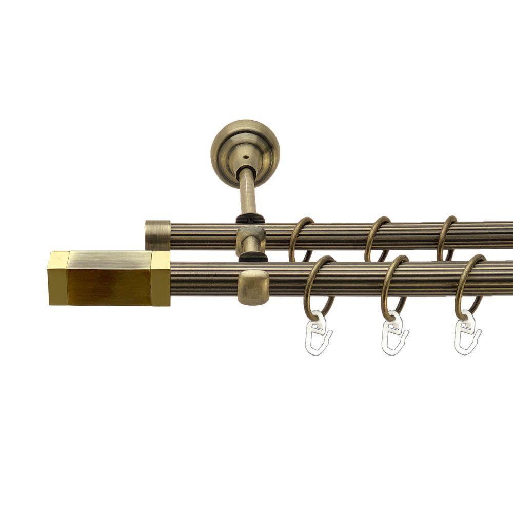 Карниз для штор Orvit Квадро двухрядный рифленый 19\16 мм 240 см Античный (00-00017353)