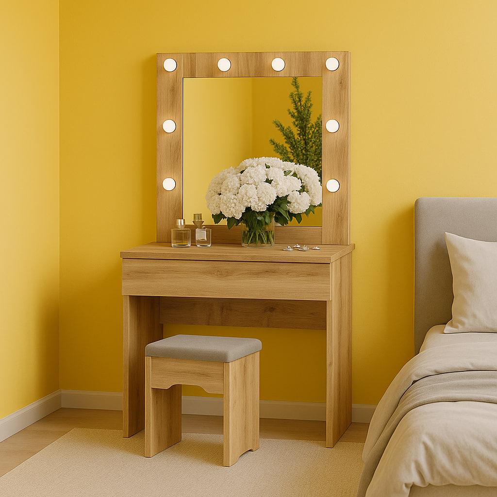 Туалетний столик New and Classic із квадратним дзеркалом 1600х800х400 мм Дуб тахо (ТЗ-Лайт 1-13) - фото 1 Туалетний столик New and Classic із квадратним дзеркалом 1600х800х400 мм Дуб тахо (ТЗ-Лайт 1-13) - фото 1