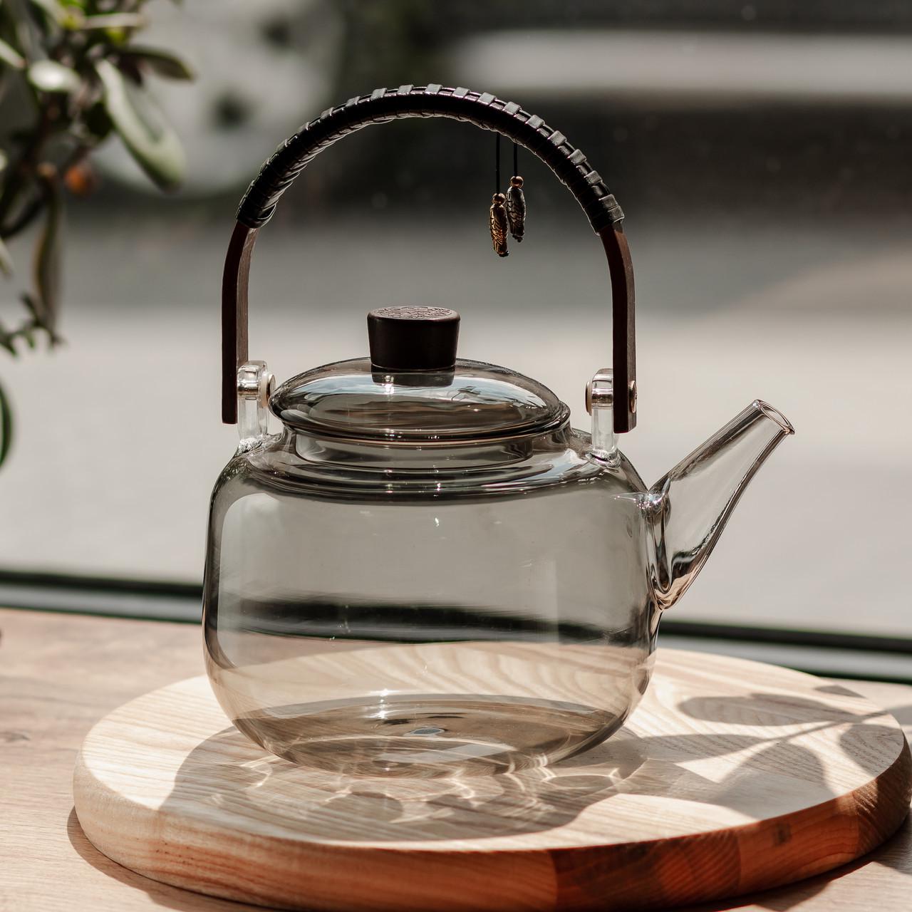 Заварник скляний для чаю з дерев'яною ручкою 0,8 л Чорний (HP-34-37) - фото 2 Заварник скляний для чаю з дерев'яною ручкою 0,8 л Чорний (HP-34-37) - фото 2