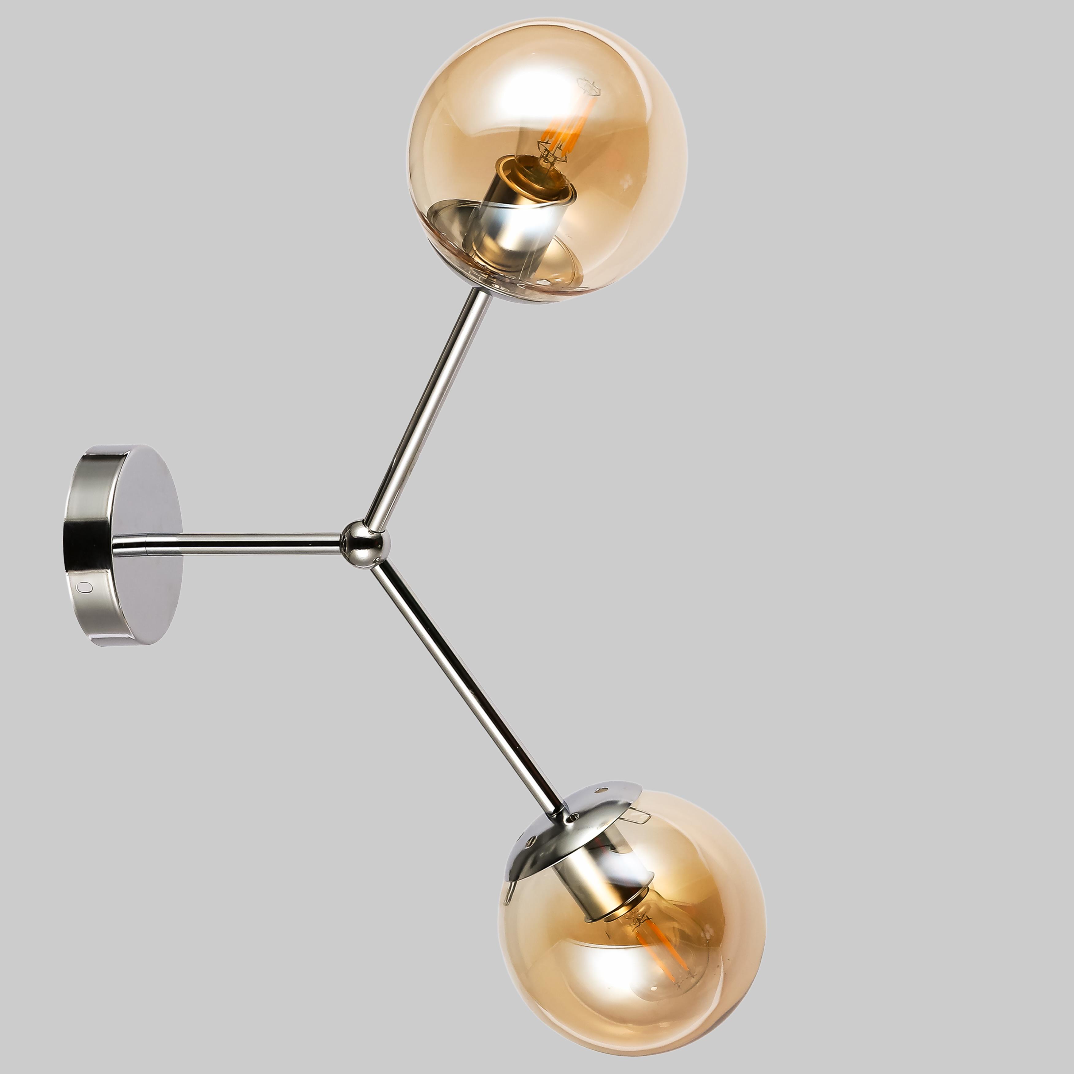 Светильник/бра настенный с двумя плафонами (52-W9811-2 CR+BR)