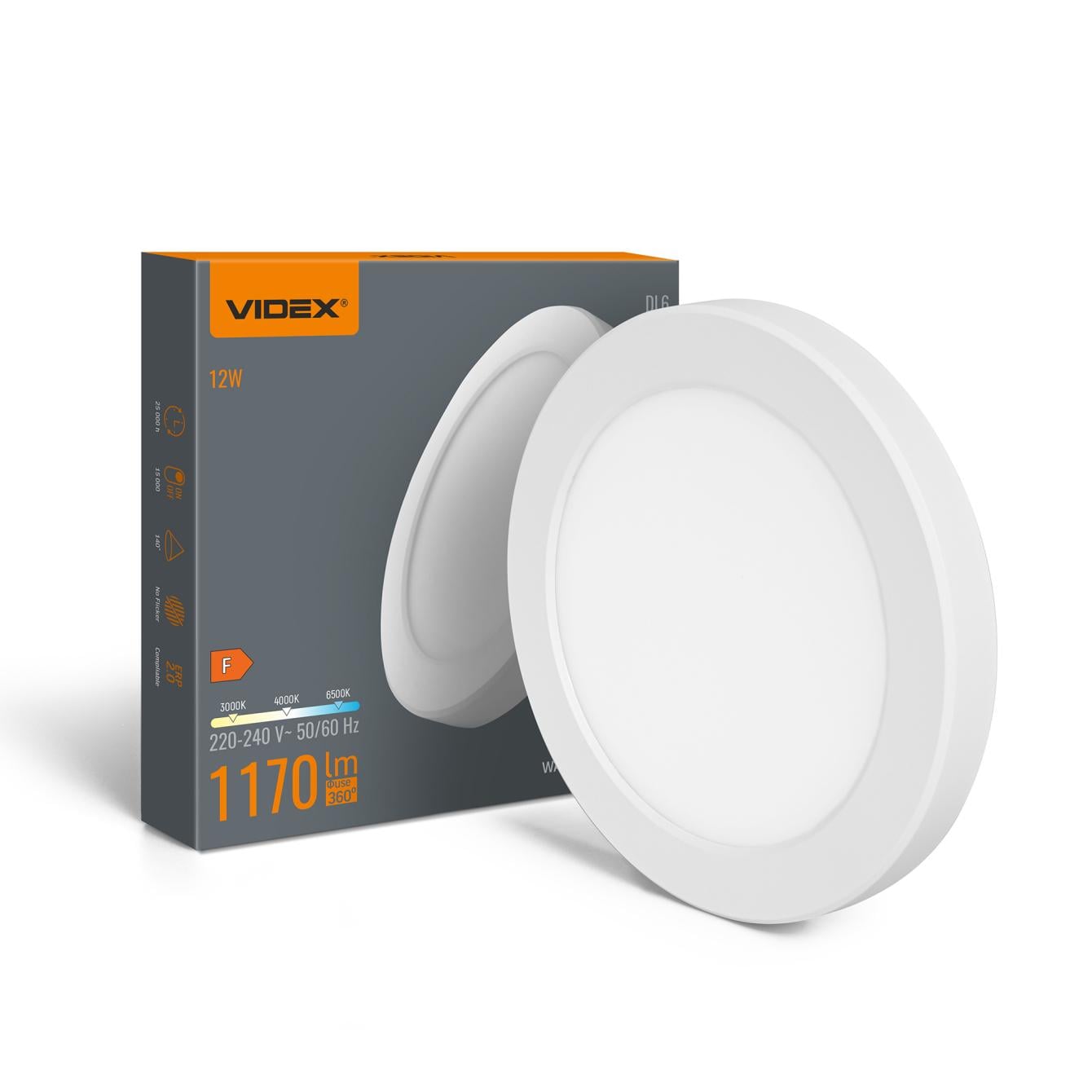 Світильник LED круглий Videx DL6R 12W 3000/400/6500K White (28757)