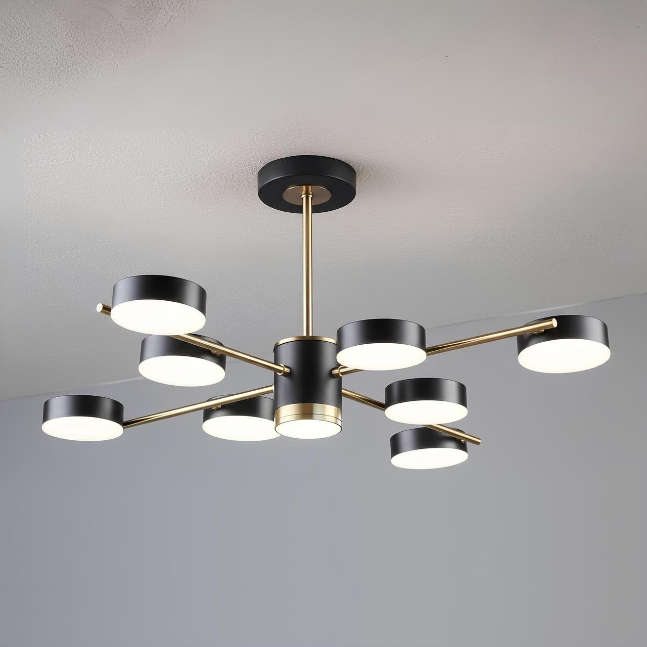 Люстра светодиодная Sirius 62W на восемь круглых плафонов 3000-6500K Черный/Медный (B N6369/8 COP+BK)
