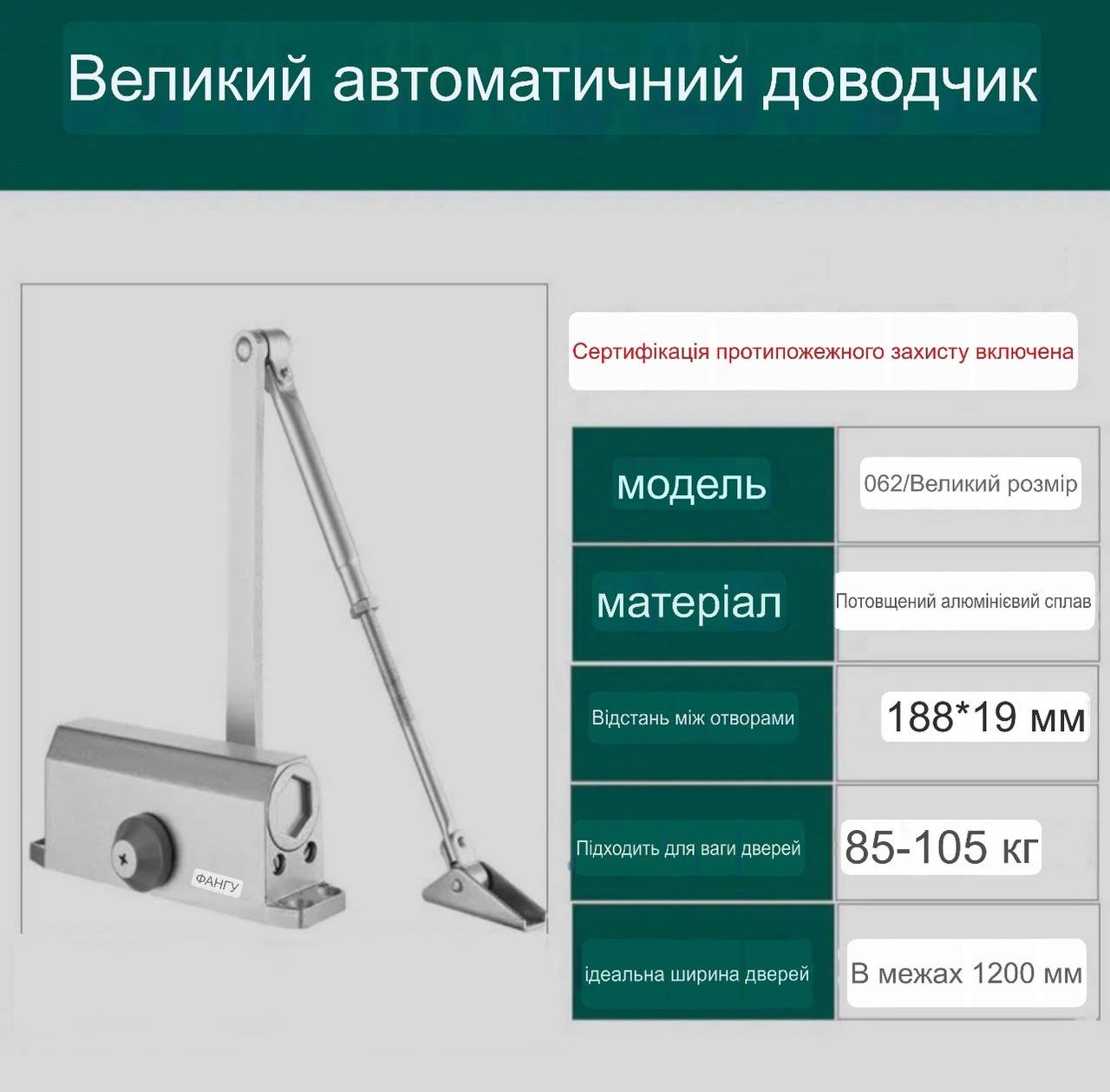 Дверей доводчик на 110 кг (2319026388) - фото 3 Дверей доводчик на 110 кг (2319026388) - фото 3