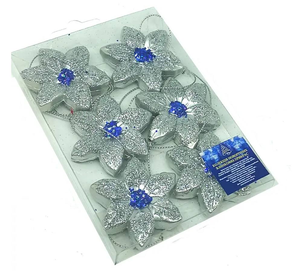 Елочные новогодние игрушки МАГИЧЕСКО-НОВОГОДНЯ M48006 6 шт. Silver (591120)