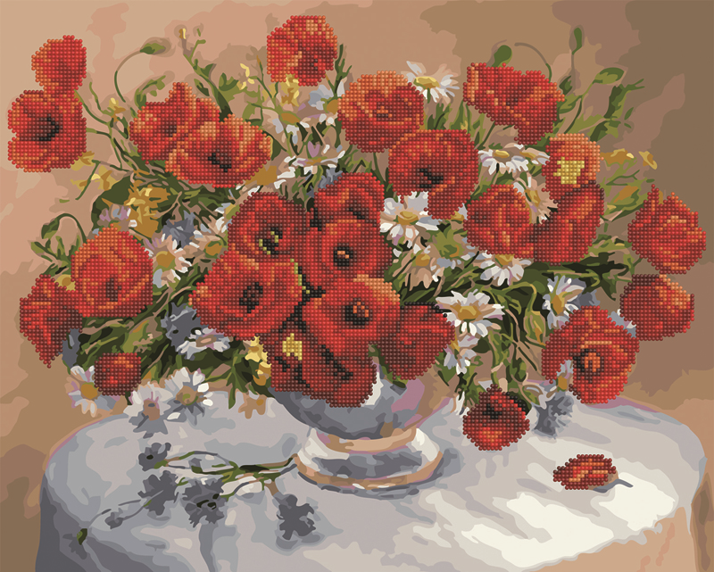 Алмазная мозаика и картина по номерам Brushme Ромашки и маки 40х50 см (GZS1101) Алмазная мозаика и картина по номерам Brushme Ромашки и маки 40х50 см (GZS1101)