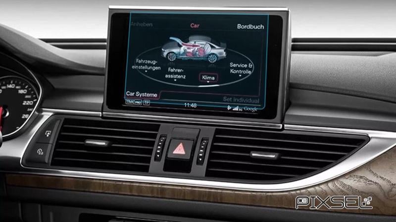 Защитное стекло Pixsel гибридное матовое на монитор Audi A6/S6/RS6-7,7" 2015-2018