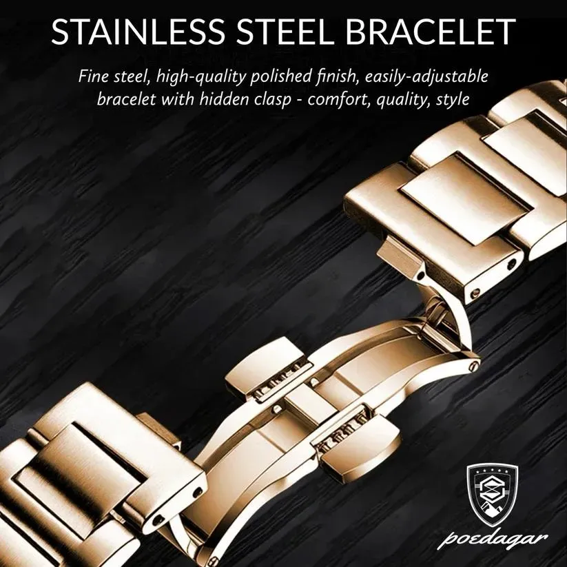 Годинник чоловічий Poedagar Nautilus чорний циферблат Золотий - фото 3 Годинник чоловічий Poedagar Nautilus чорний циферблат Золотий - фото 3