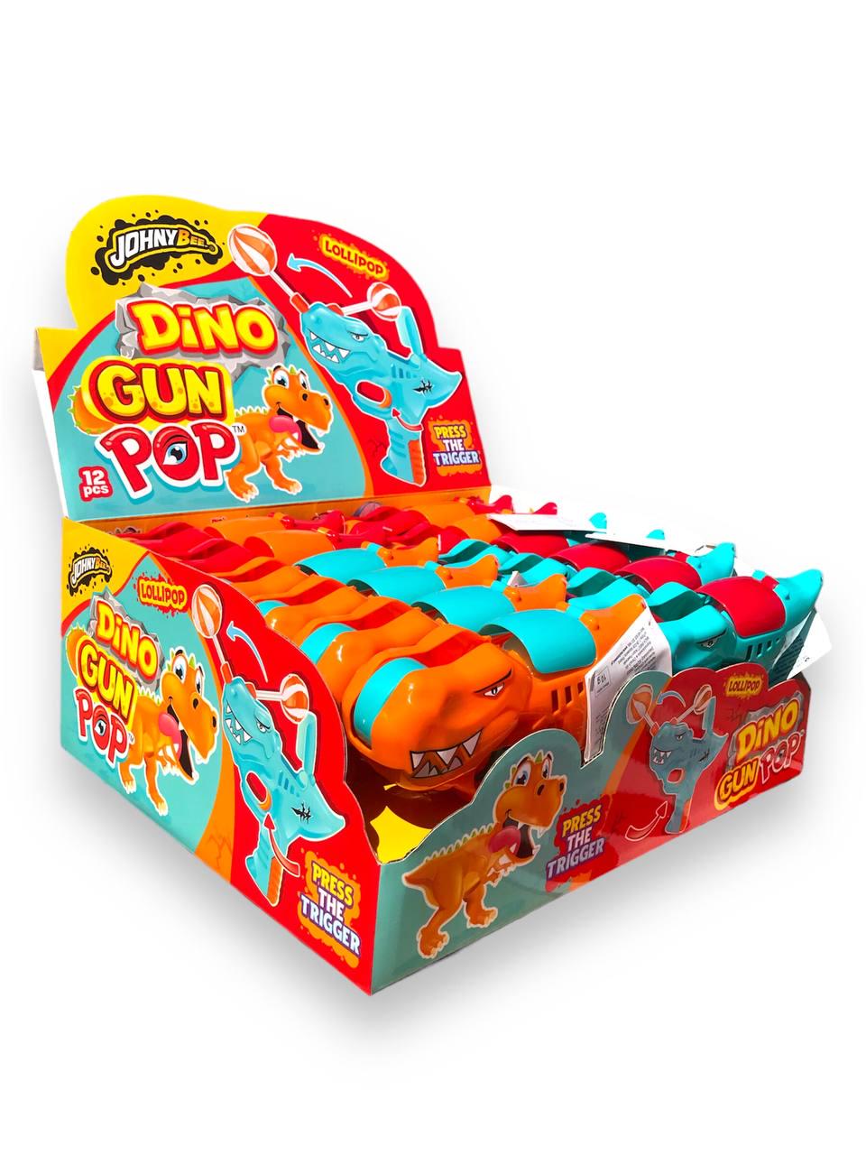 Льодяник фруктовий з іграшкою Johny bee GunPoP Dino Динозавр 12 шт. (00000005532) - фото 3