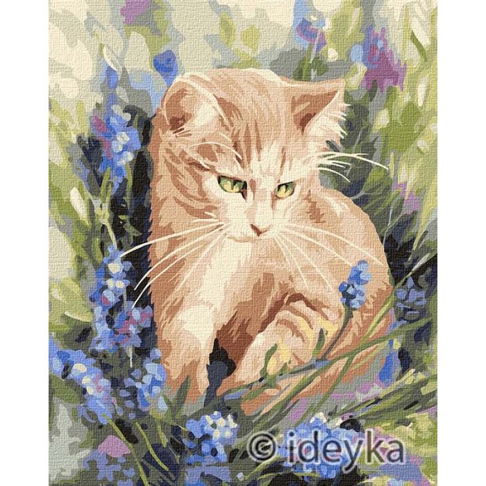 Картина по номерам Идейка Котенок в цветах 40х50 см (KHO4253)