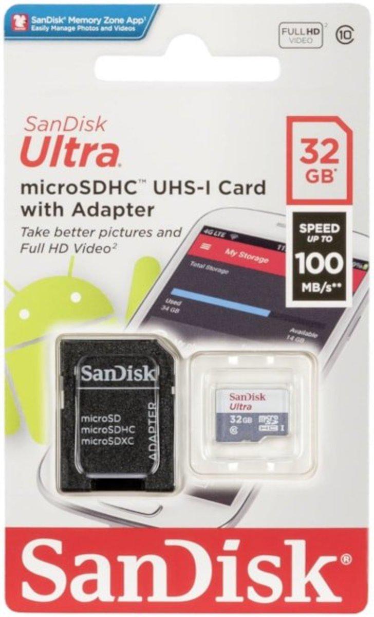 Карта памяти microSDXC SanDisk Ultra 32 Gb class 10 A1 100 Mb/s adapterSD (SDSQUNR-032G-GN3MA) - фото 2