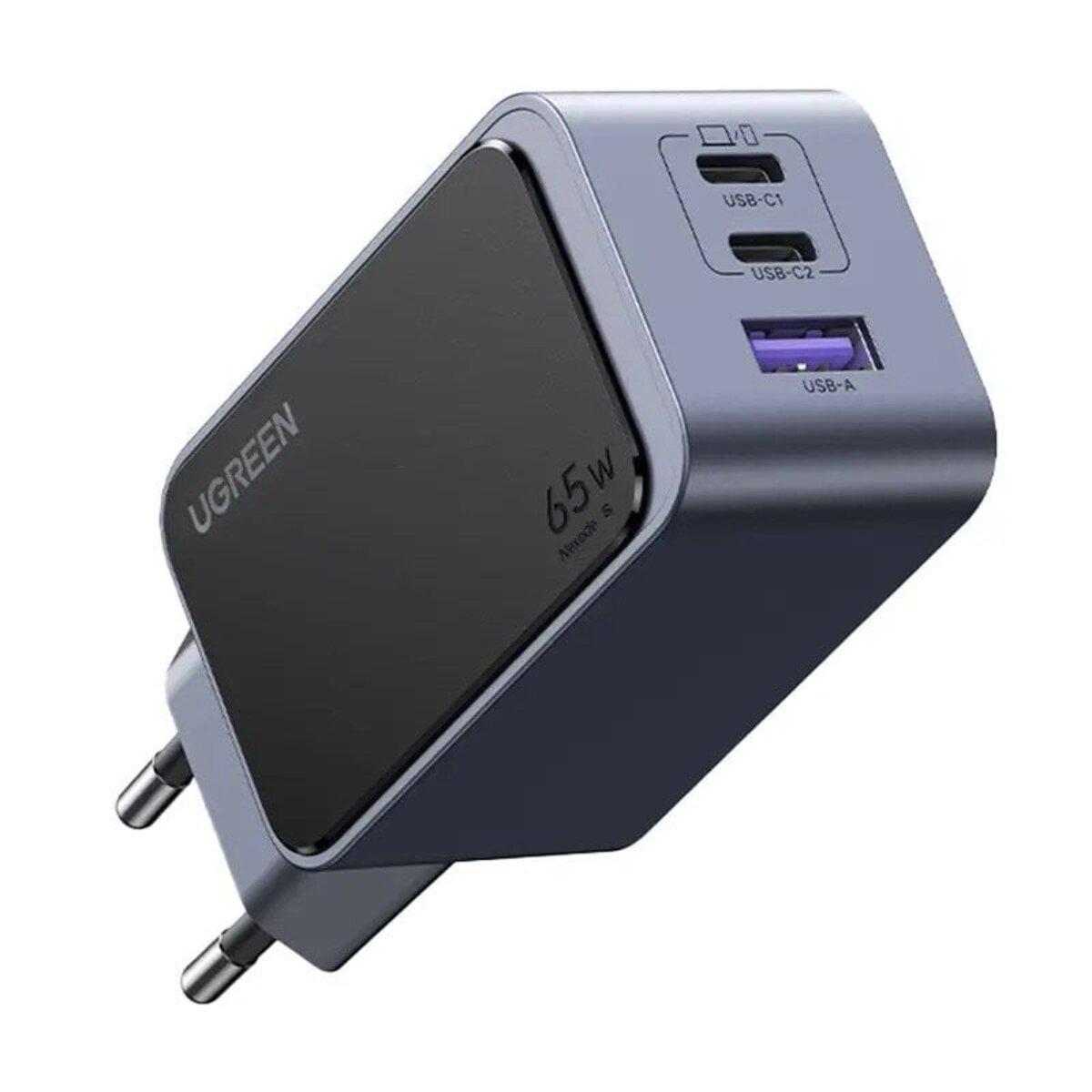 Зарядное устройство UGREEN Nexode S 65W 3-Port 2xType-C 1xUSB GaN Fast Charger EU Space Grey (UGR-35042)