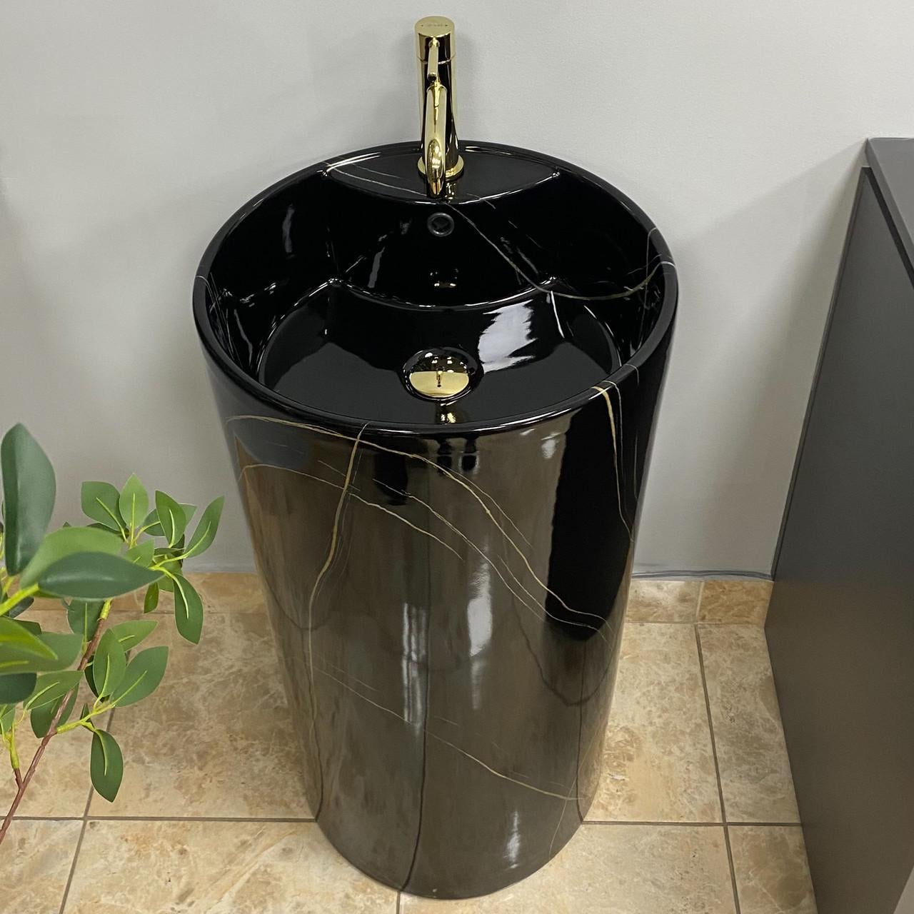 Умивальник VBI BOLONIA M Black MARBLE підлоговий (2958591622)