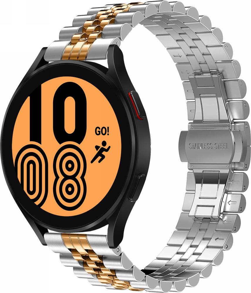 Браслет металлический Stech Line для Galaxy Watch 4 44 мм Silver/Rose (27041-68)