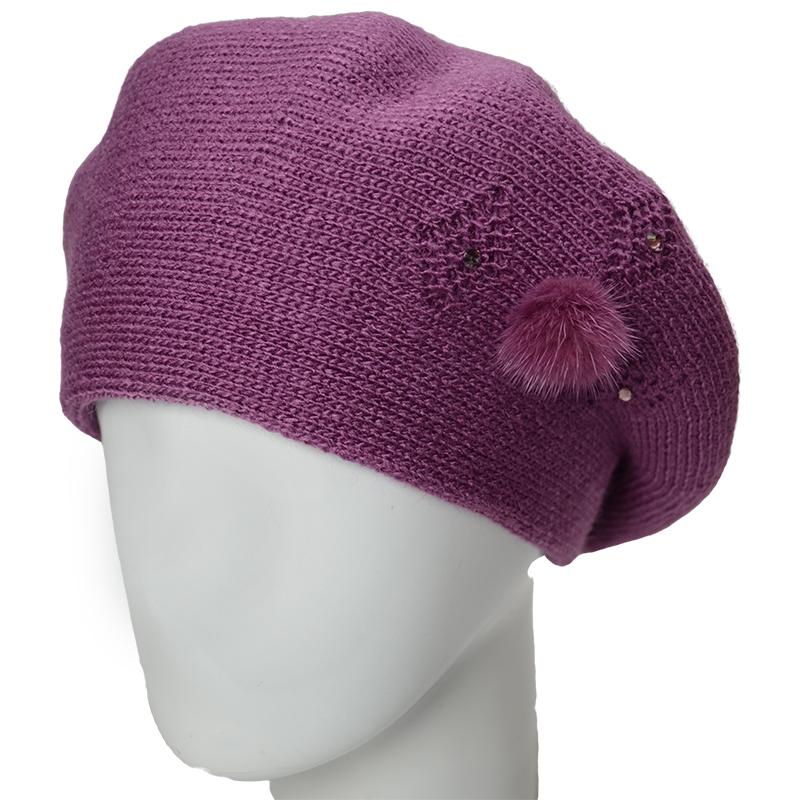 Берет женский Lirus Дреда шерстяной двойной Сиреневый (164064)