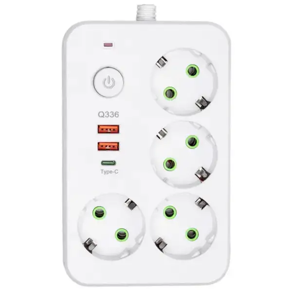 Фільтр-подовжувач Yiwu із USB та Type-C розетки 5 м 2500 Вт Білий (147-107-HP-5-47)