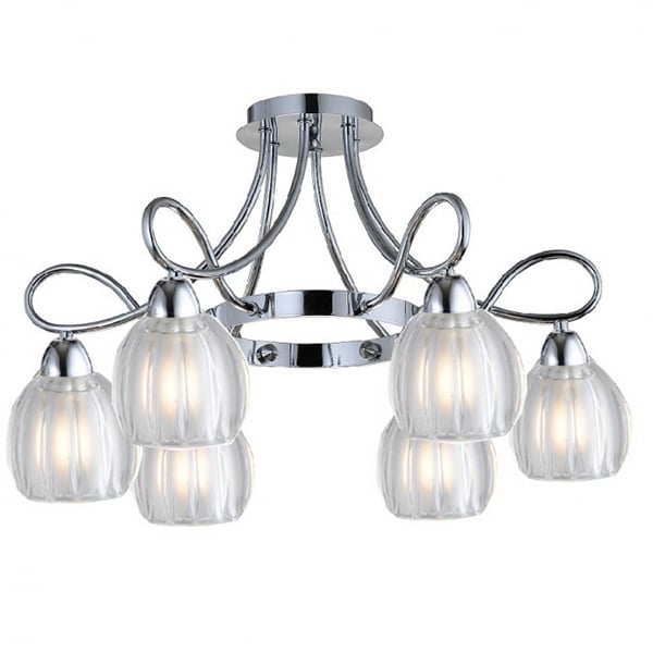 Люстра Flora 6 прозрачных плафонов в форме цветка Хром (NN011/6)