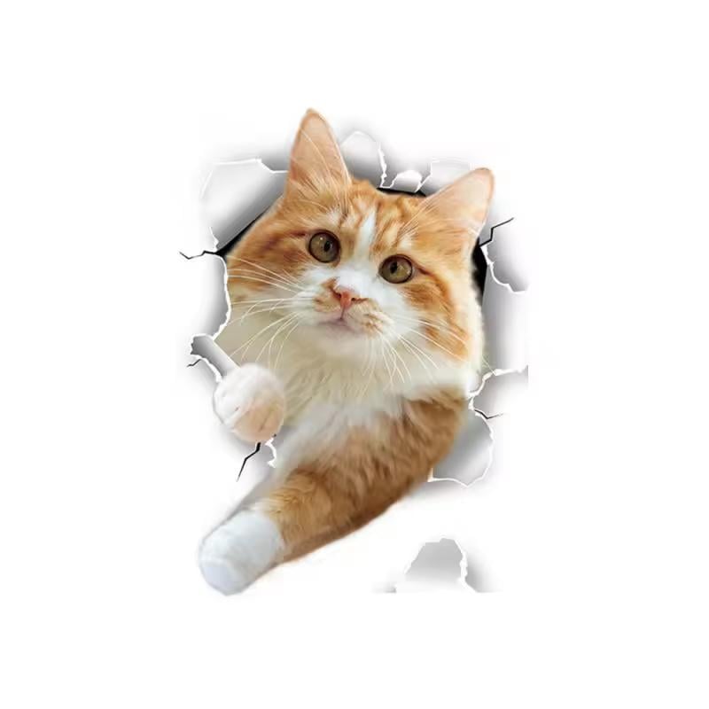 Декоративная наклейка Кот для ванной комнаты/унитаза 23х16 см Рыжий с белым (2743174603)