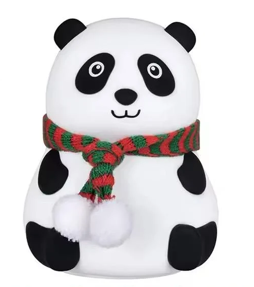 Ночник детский силиконовый Панда портативный с сенсорным управлением 1200 мАч USB Бело-черный (2013) - фото 4