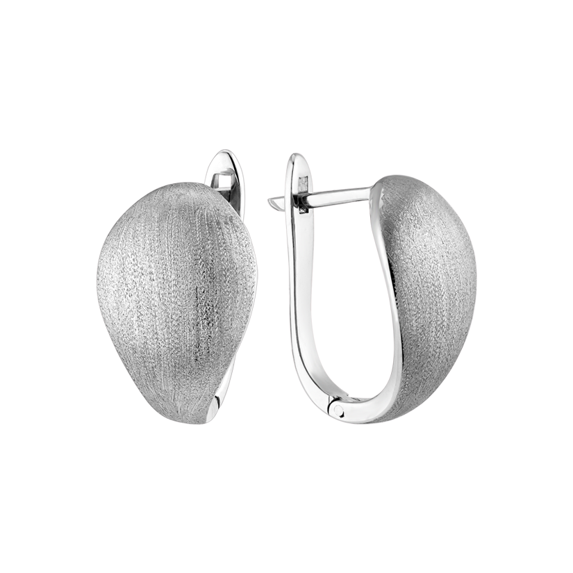 Серьги серебряные Пелюстки матовая текстура