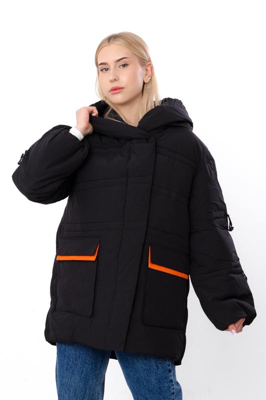 Куртка зимова жіноча прямого крою з капюшоном та зав'язками на рукавах Носи Своє М Чорний (16212)