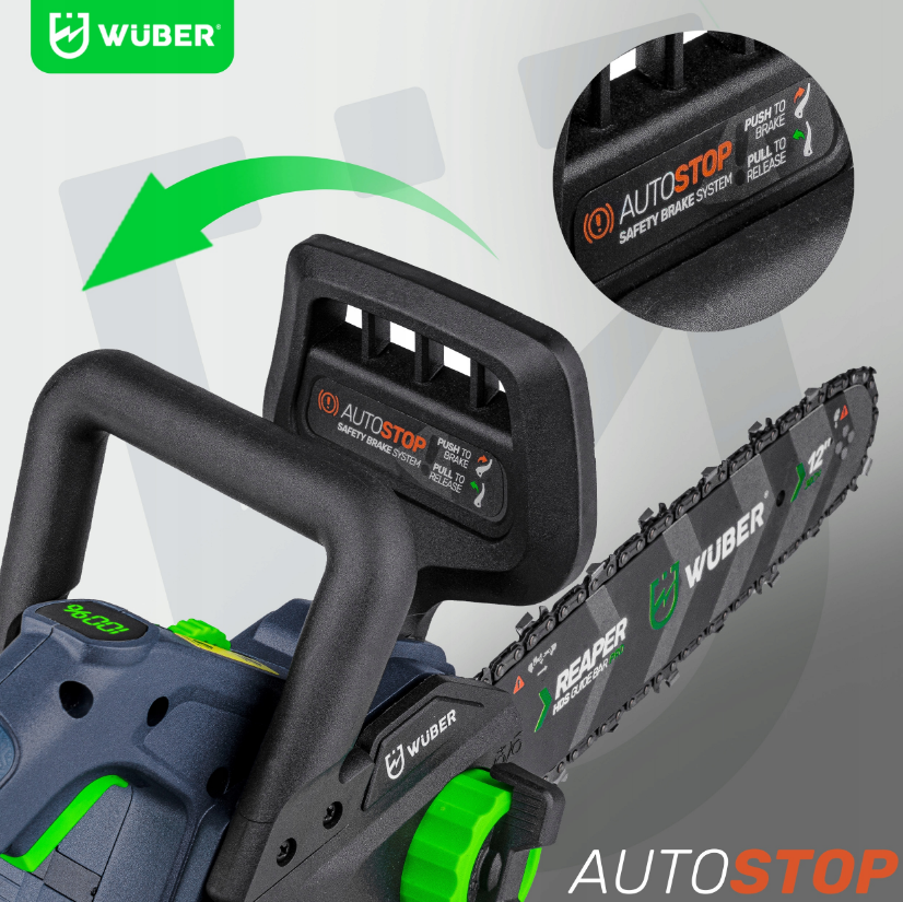 Пила аккумуляторная цепная Wuber 2 аккумулятора 4Ач 20В/шина 30 см - фото 8