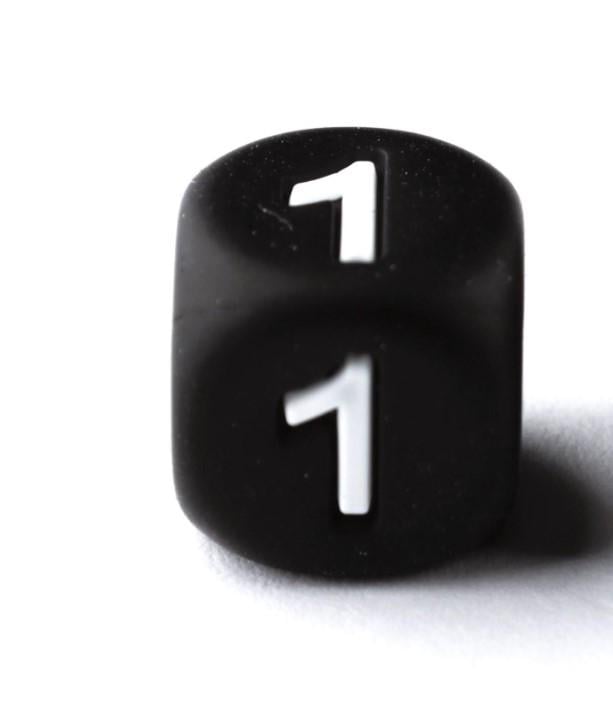 Бусина цифра 1 силиконовая для грызунков 12х12 мм Ø 2 мм 1 шт. Черный с белым (ГЗ1212ц01)