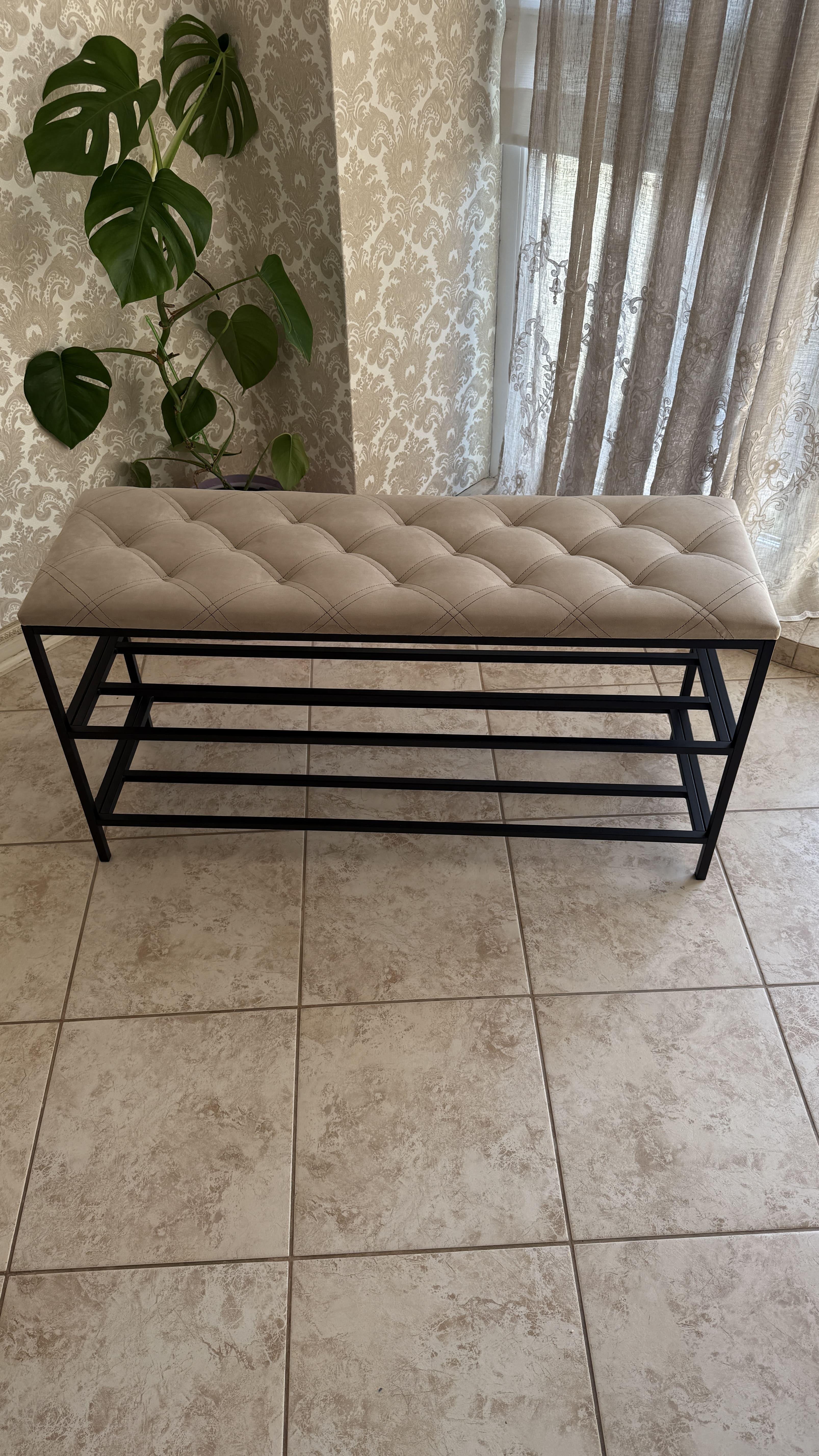 Банкетка велюрова антикіготь 100 см Бежевий (242424)