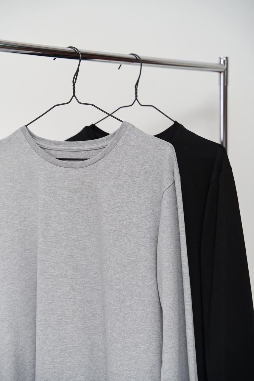 Набор лонгсливов мужских Cotton Basic 2 шт. 2XL Серый/Черный (2048376071) - фото 4 Набор лонгсливов мужских Cotton Basic 2 шт. 2XL Серый/Черный (2048376071) - фото 4