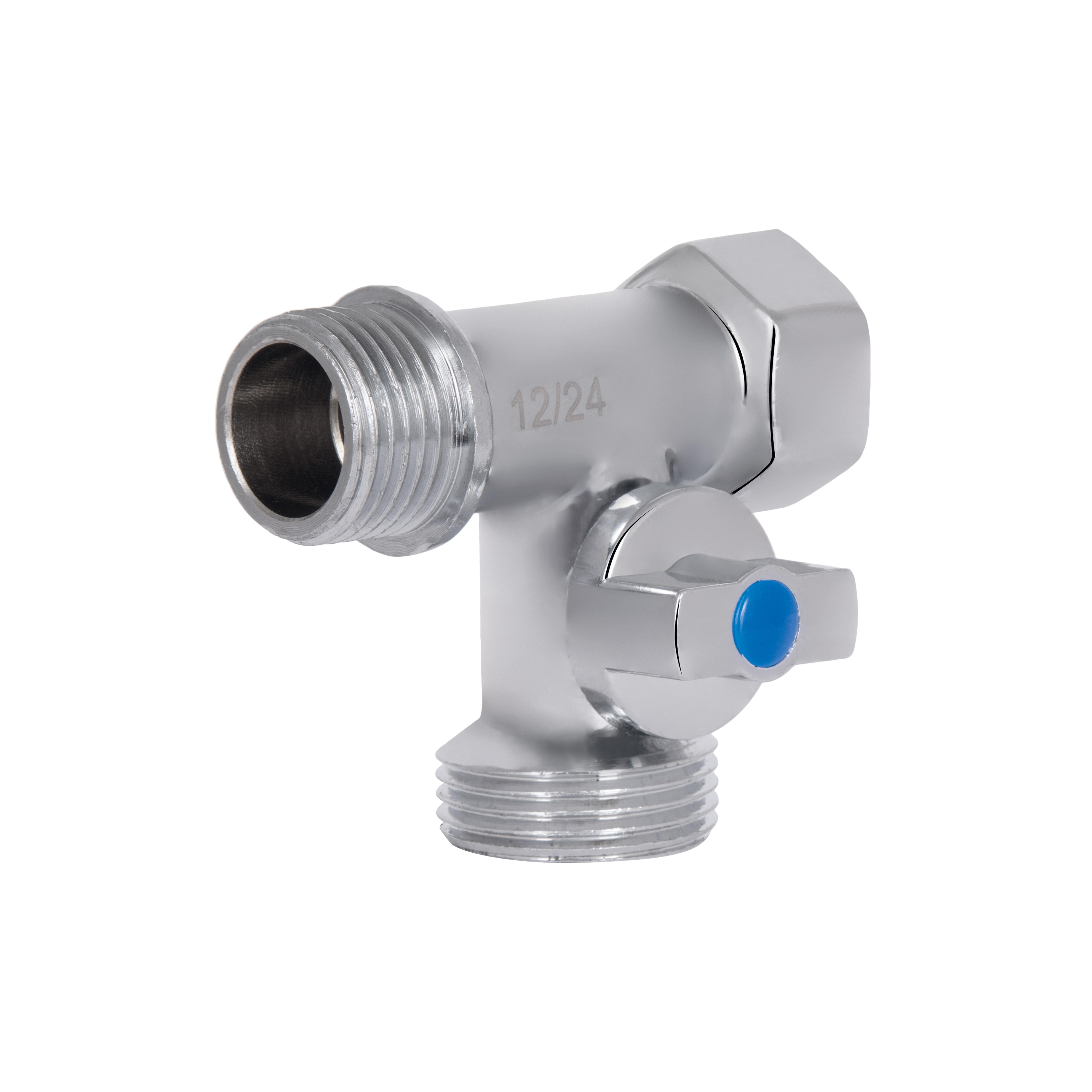 Кран шаровой приборный Thermo Alliance Standart 1/2"Зх3/4"Зх1/2"В тройной латунный Хром (SD186W152015)