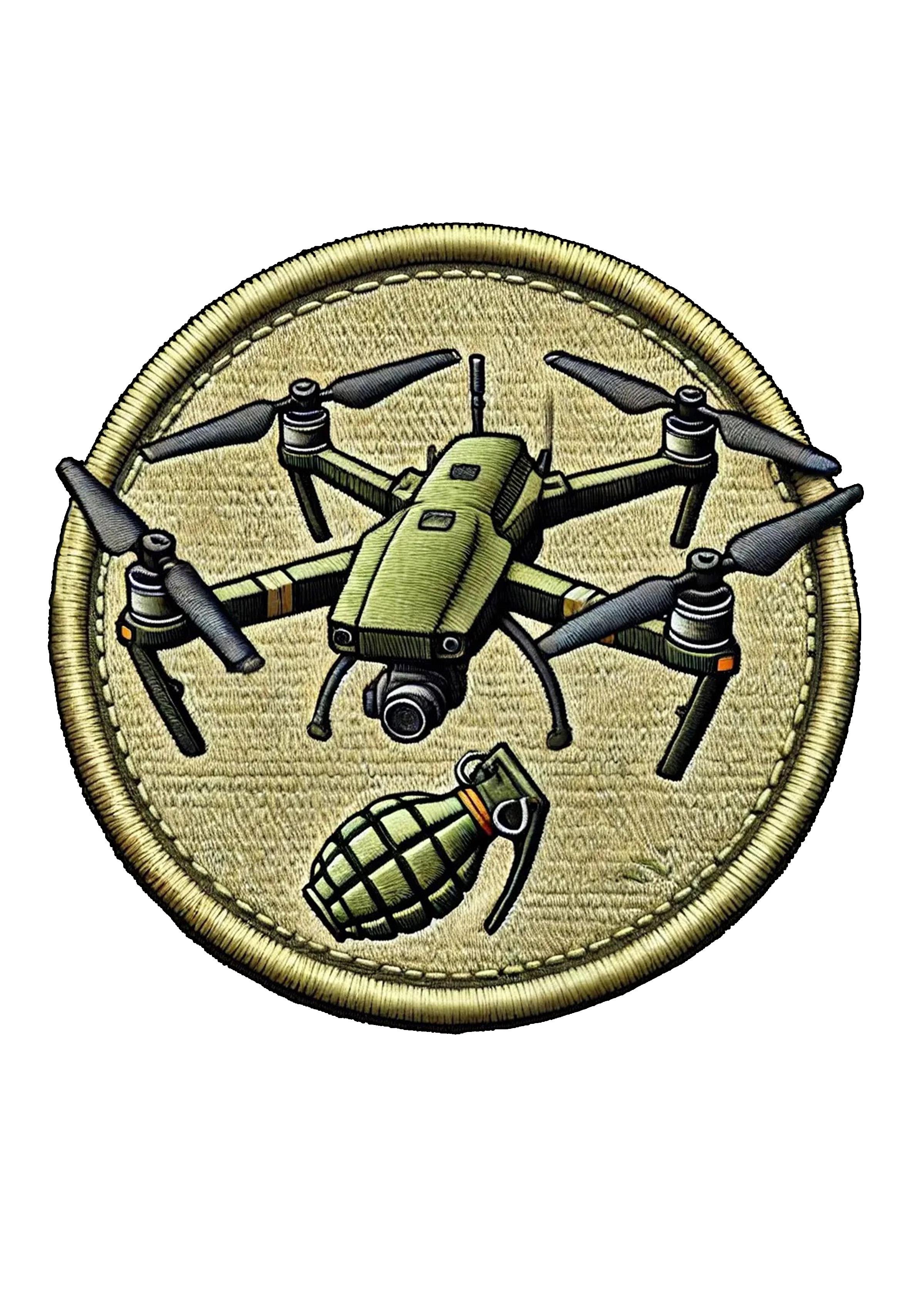 Шеврон-патч FPV-дрон круглый на липучке (DRONS19)