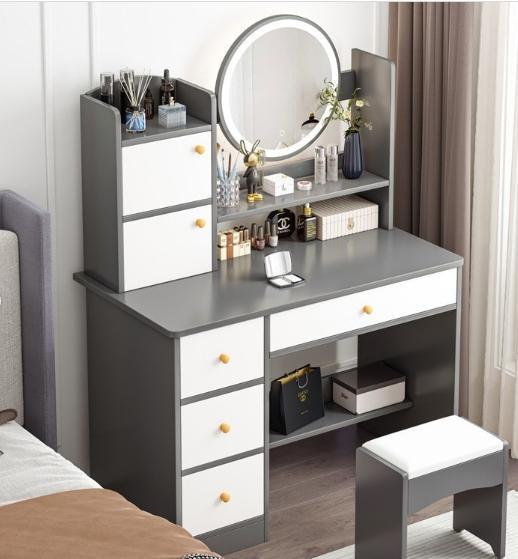Столик для макіяжу з дзеркалом з LED підсвічуванням та шухлядами 80х40х128 см (17247) - фото 2