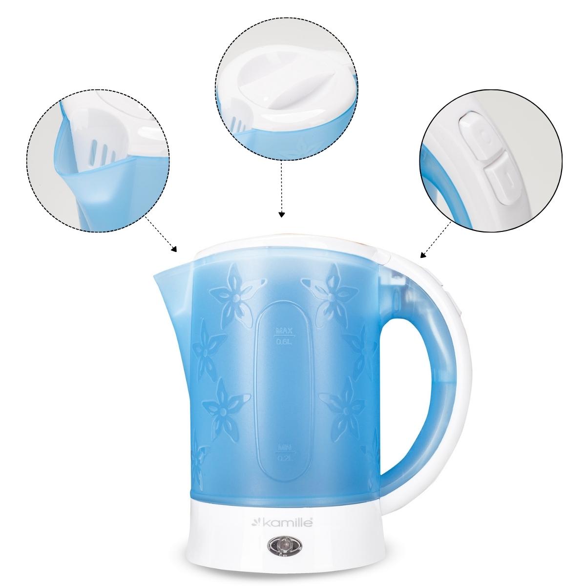 Электрочайник дорожний Kamille KM-1718В пластиковый с кружками и ложками 650 W 0,6 л Голубовато-белый (124-84-1718B) - фото 4 Электрочайник дорожний Kamille KM-1718В пластиковый с кружками и ложками 650 W 0,6 л Голубовато-белый (124-84-1718B) - фото 4
