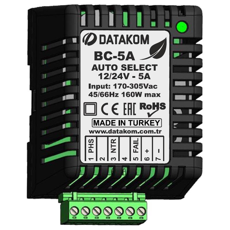 Зарядний пристрій акумулятора DATAKOM BC-5A Auto 12/24 В 5 А DIN rail