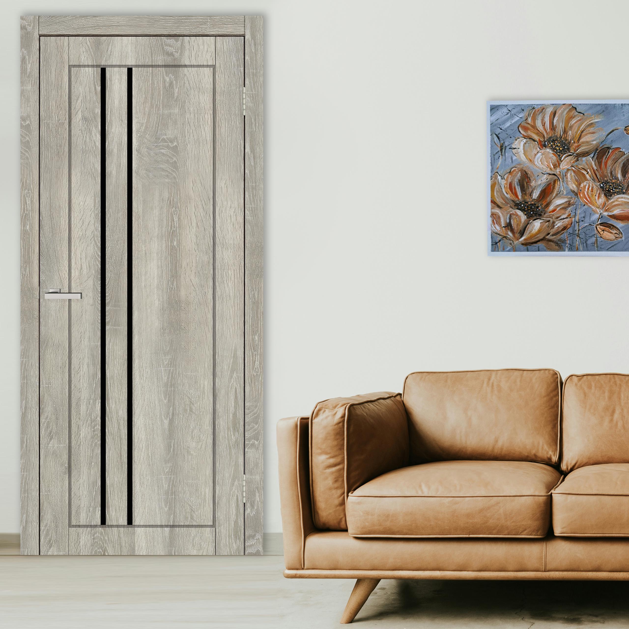 Двери Бельгия стекло черное 2000х700 мм Дуб Дейтон (60961)