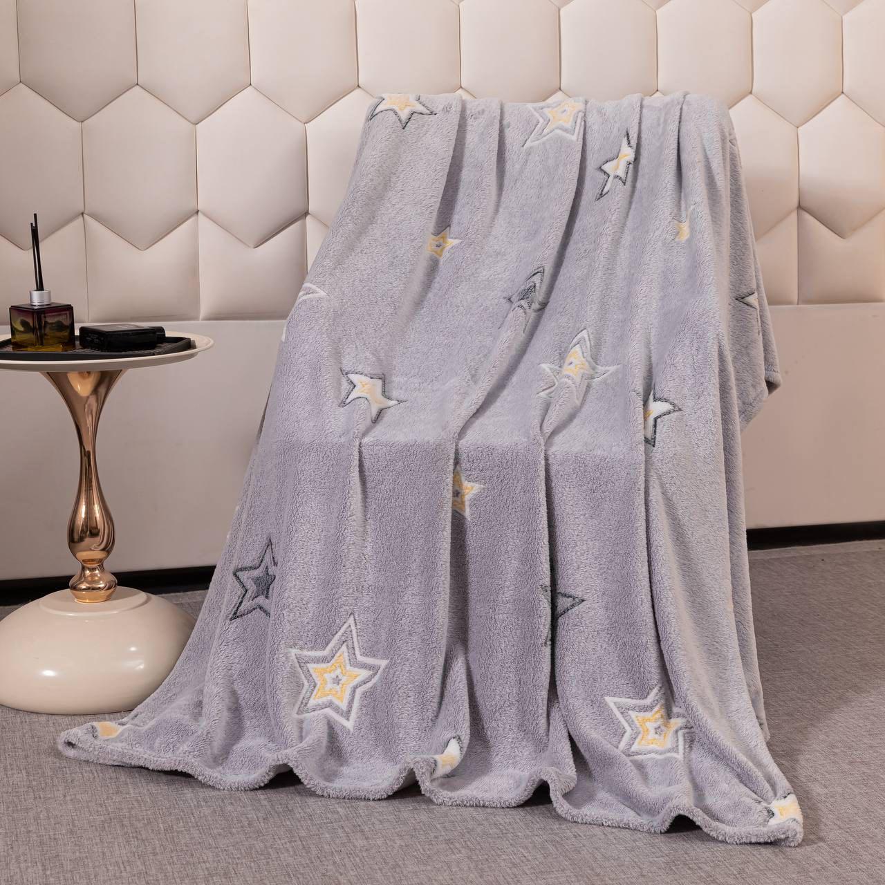 Плед-покривало Malloory Home Плюшевий з мікрофібри Зірки 200x230 см Сіро-блакитний (1873-9) Плед-покривало Malloory Home Плюшевий з мікрофібри Зірки 200x230 см Сіро-блакитний (1873-9)