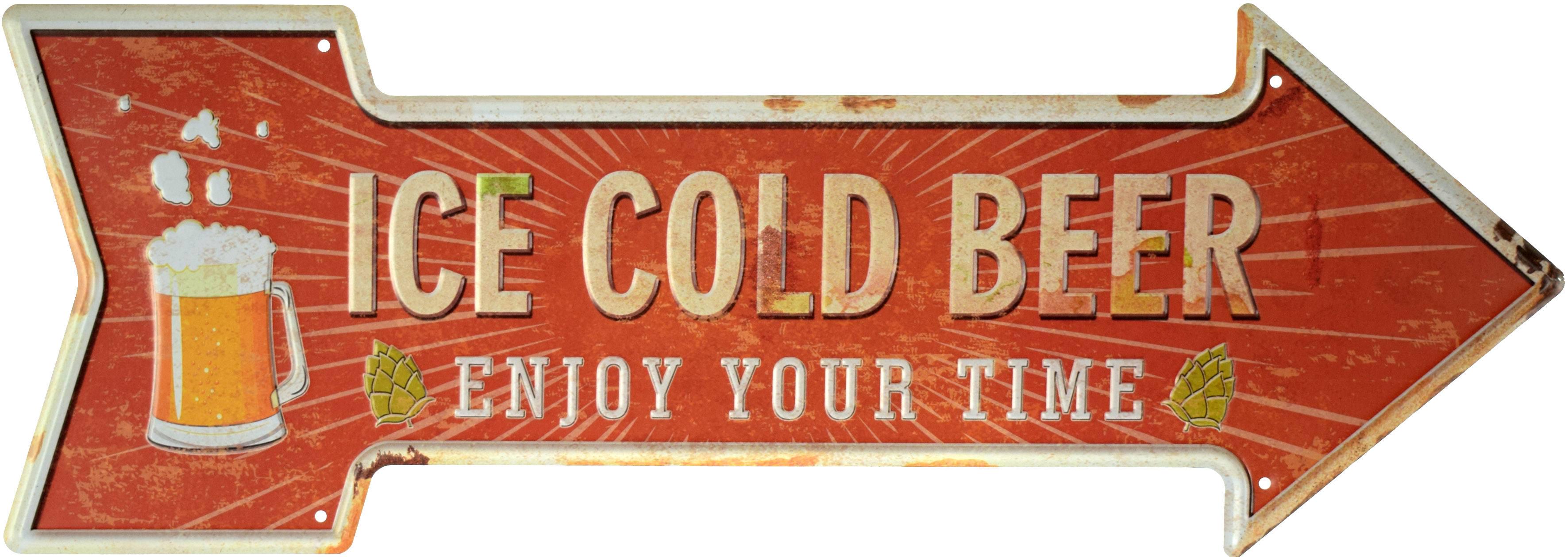 Табличка металева Крижане Пиво, Приємне Проведення Часу/Ice Cold Beer Enjoy Your Time 16x45 см