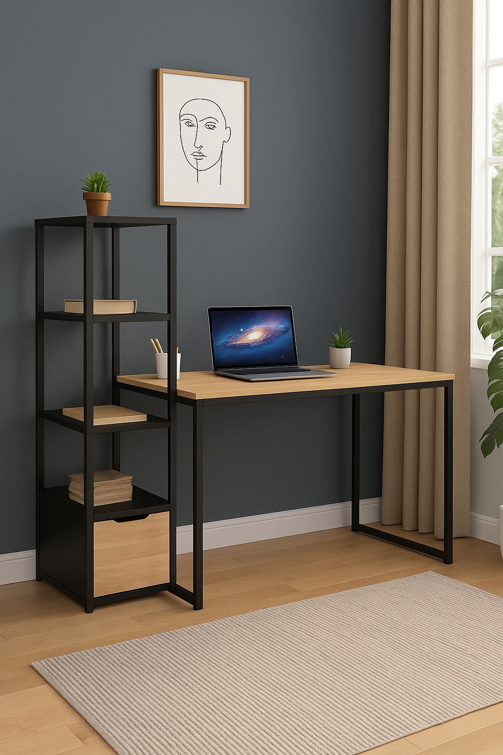 Стол письменный с этажеркой в стиле лофт EcoLoft (IN-2755)