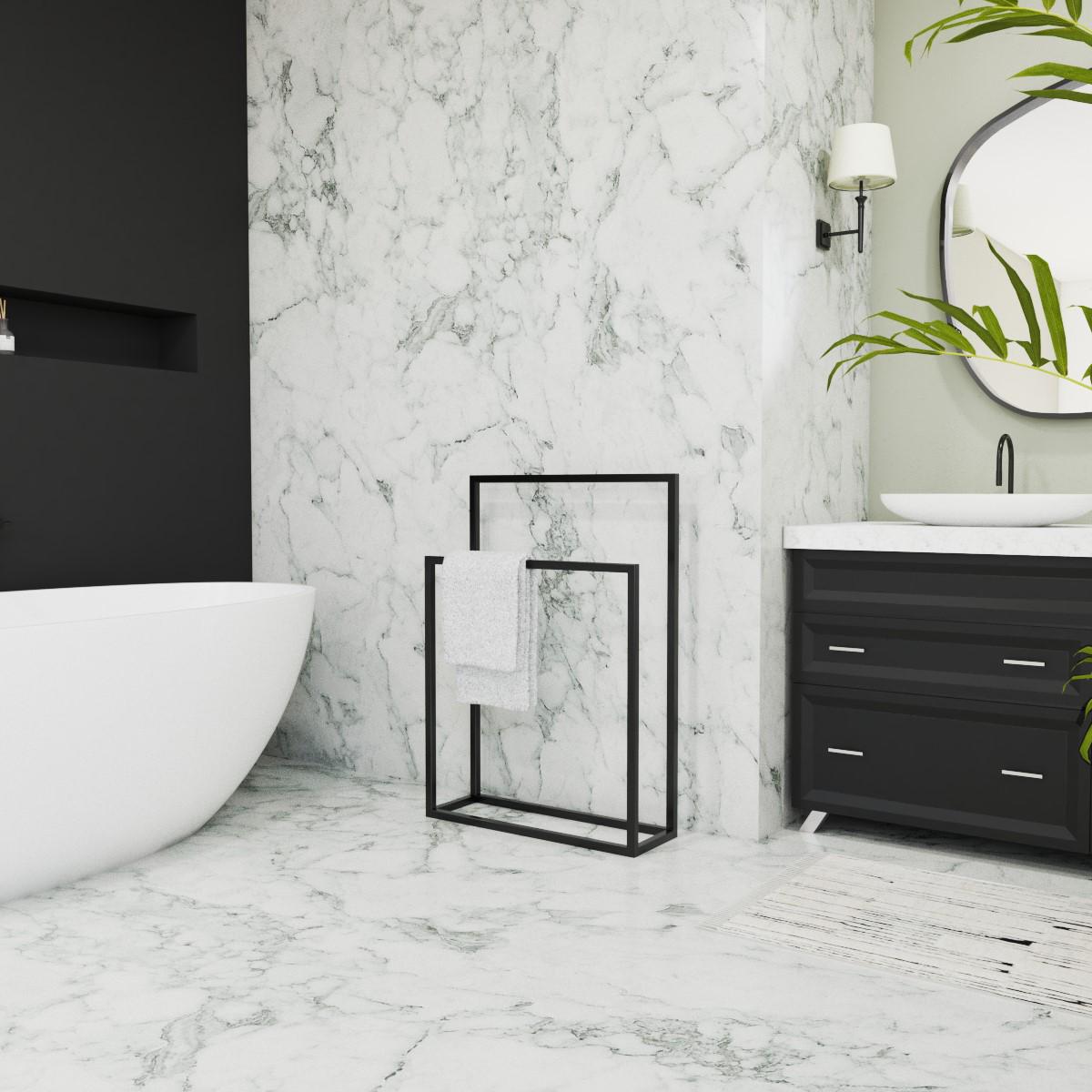 Стойка для полотенец Orizon LOFT двойная напольная 85х60х20 см Черный матированный - фото 3 Стойка для полотенец Orizon LOFT двойная напольная 85х60х20 см Черный матированный - фото 3