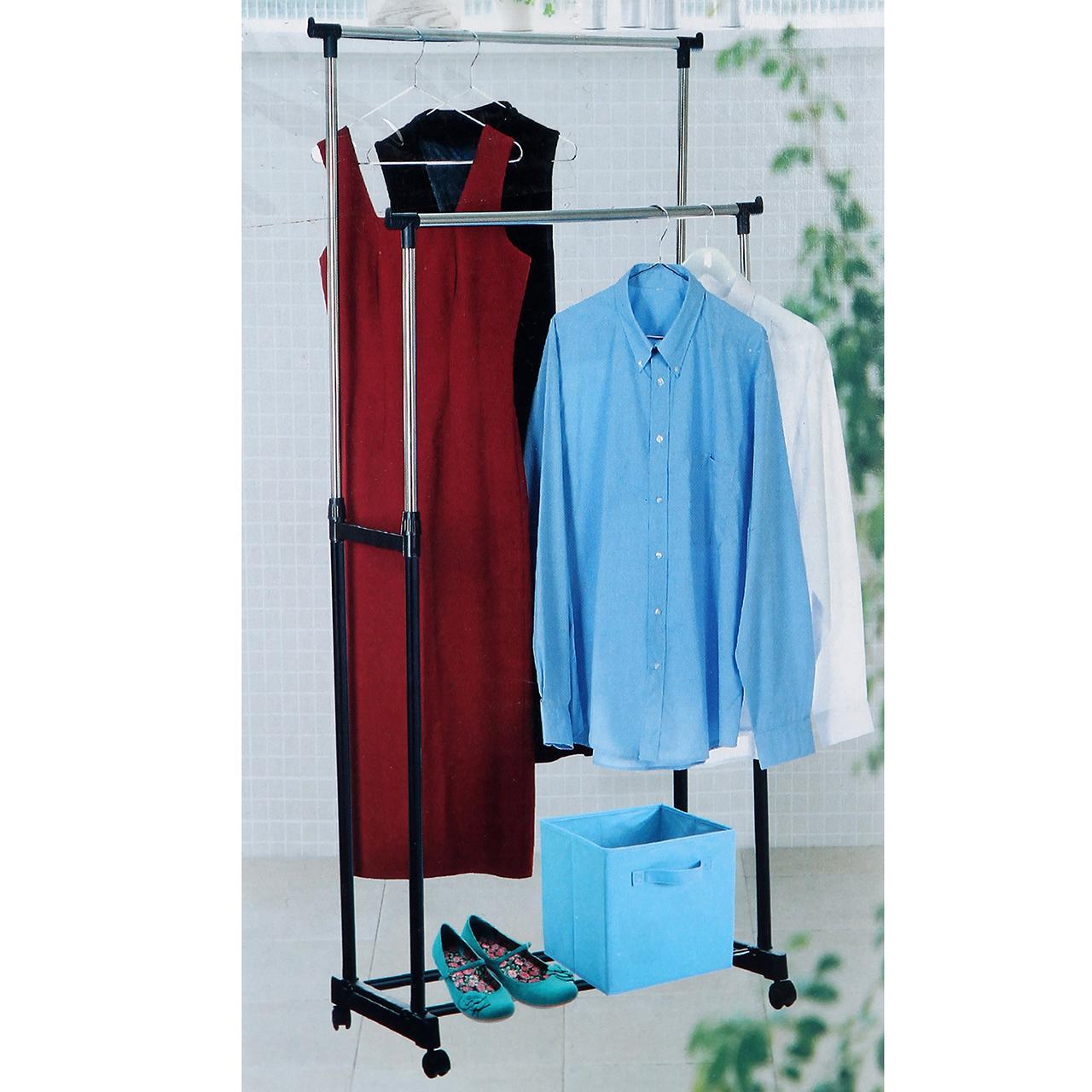 Стойка-вешалка для одежды Double Pole Clothes Horse 340 LR телескопическая - фото 4