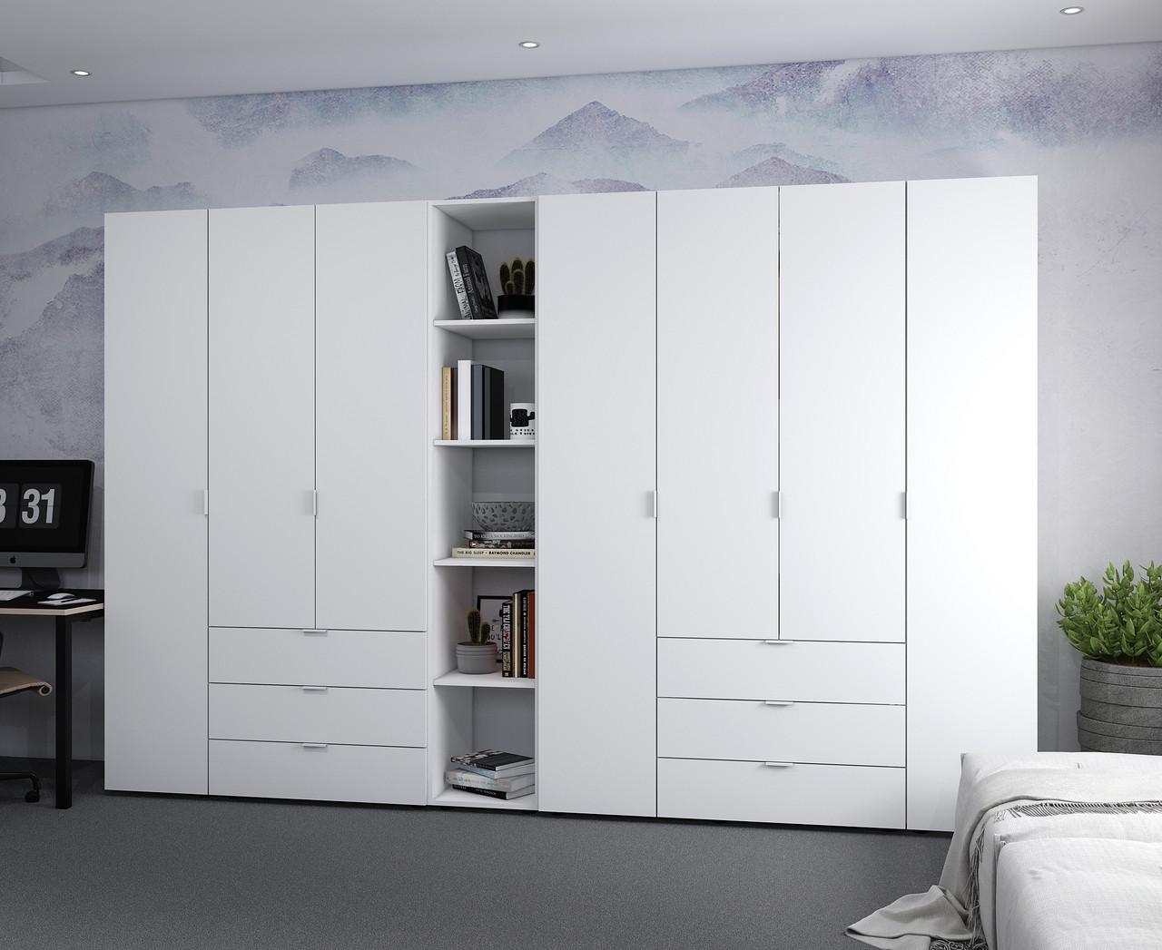 Шкаф для прихожей Doros Гелар с эажеркой 3+4 ДСП 309,4х49,5х203,4 см Белый (42005037)