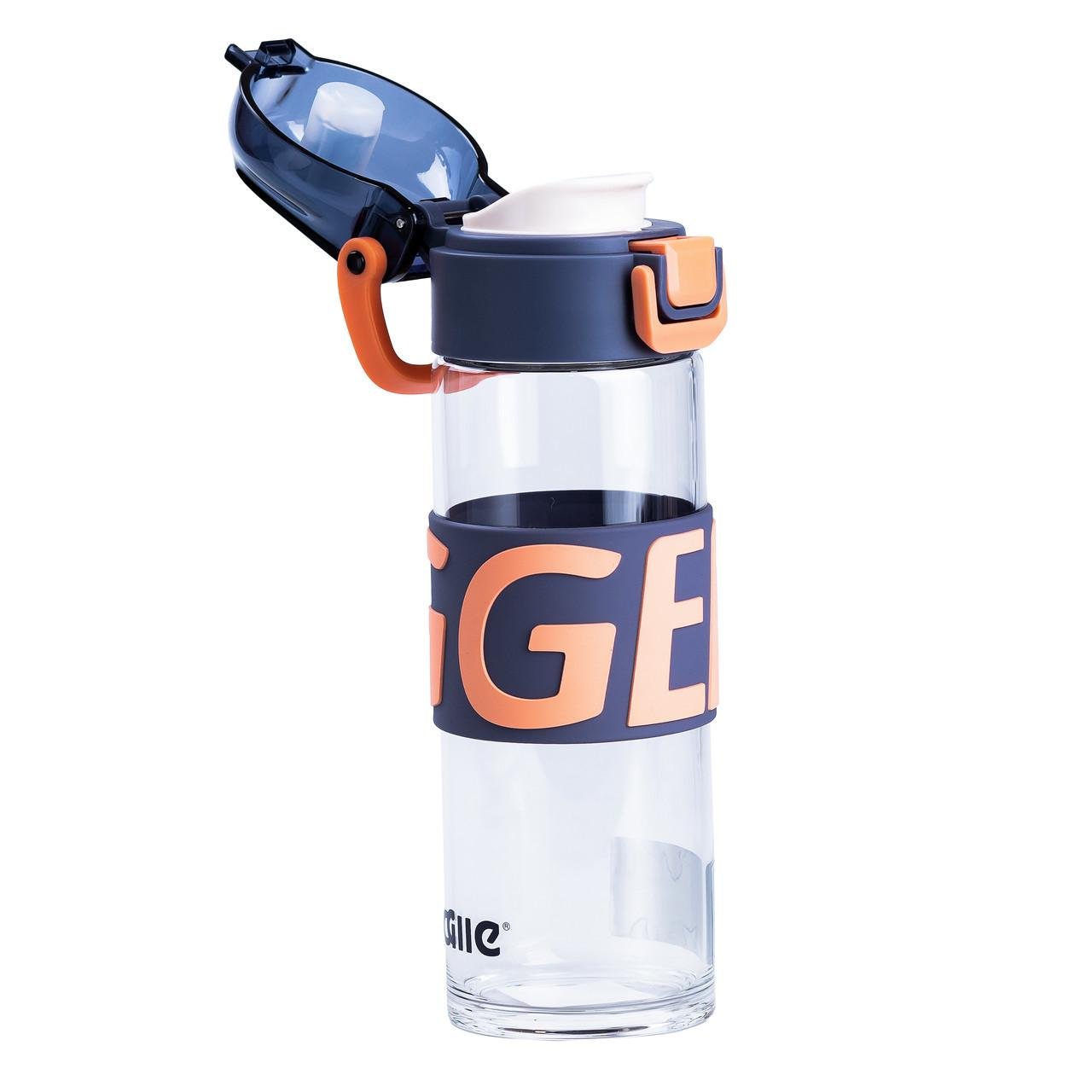 Пляшка для води скляна з пластиковою кришкою 460 мл Синій (HP17299BL) - фото 2 Пляшка для води скляна з пластиковою кришкою 460 мл Синій (HP17299BL) - фото 2