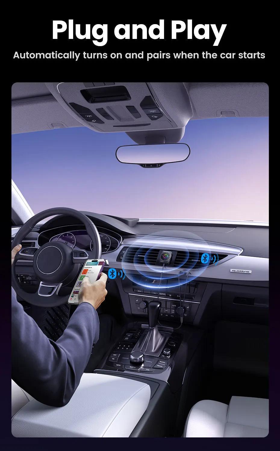 Адаптер UGREEN Bluetooth 5.4 приймач USB-AUX/3,5 мм minijack з мікрофоном RGB Чорний (35002) - фото 11 Адаптер UGREEN Bluetooth 5.4 приймач USB-AUX/3,5 мм minijack з мікрофоном RGB Чорний (35002) - фото 11