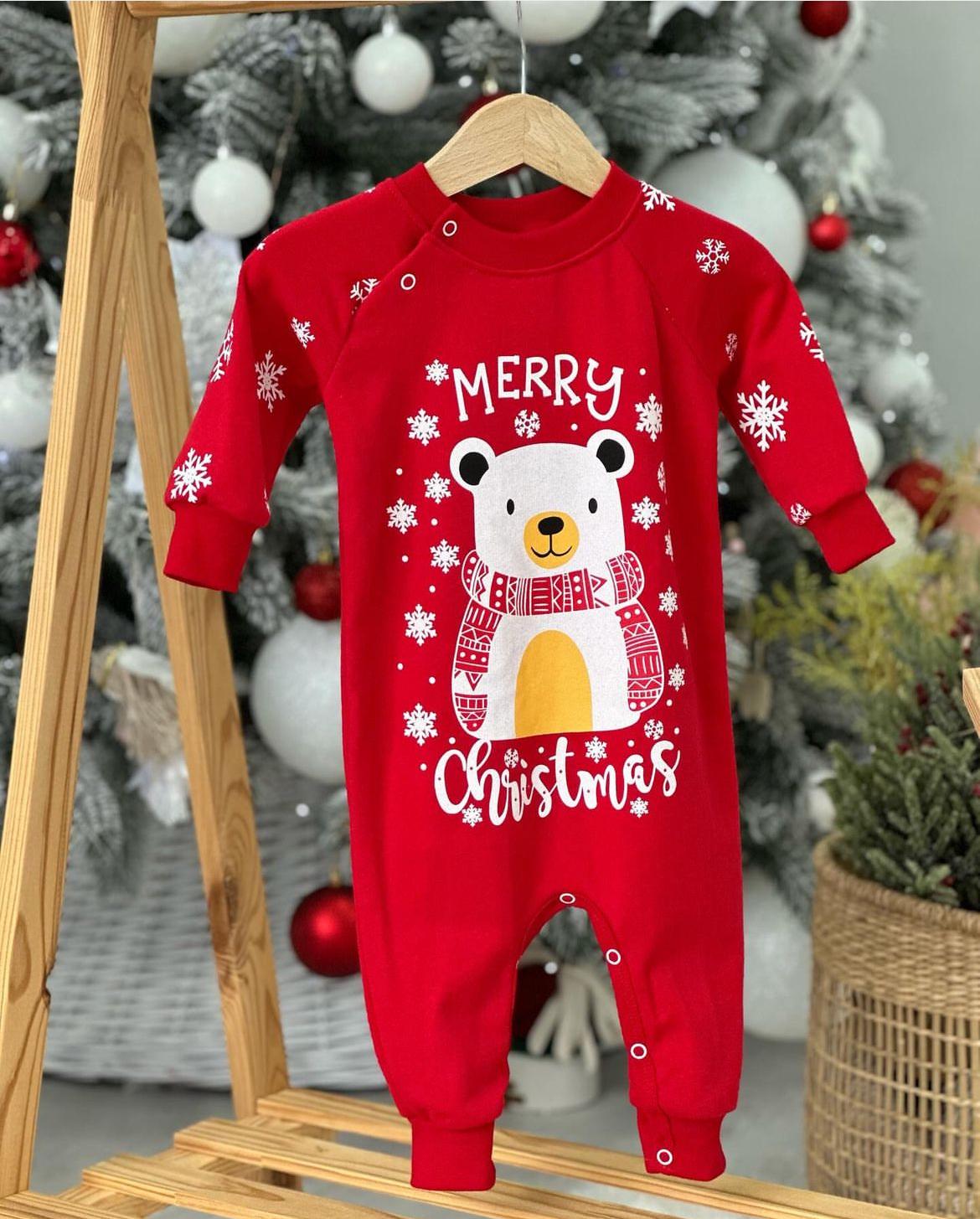 Ромпер рождественский Merry Christmas для малышей с начесом (74)