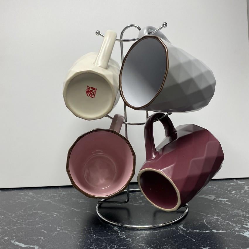 Набір чашок на стійці S&T 021-04-11 350 мл 4 шт. (1958607178) - фото 2 Набір чашок на стійці S&T 021-04-11 350 мл 4 шт. (1958607178) - фото 2