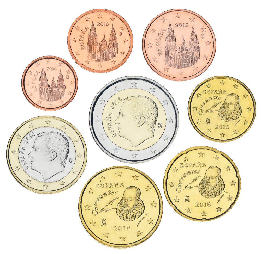 Коллекционные монеты Испания набор с 8 монет евро 2016 UNC 1/2/5/10/20/50 евроцентов/1/2 евро (М24333)