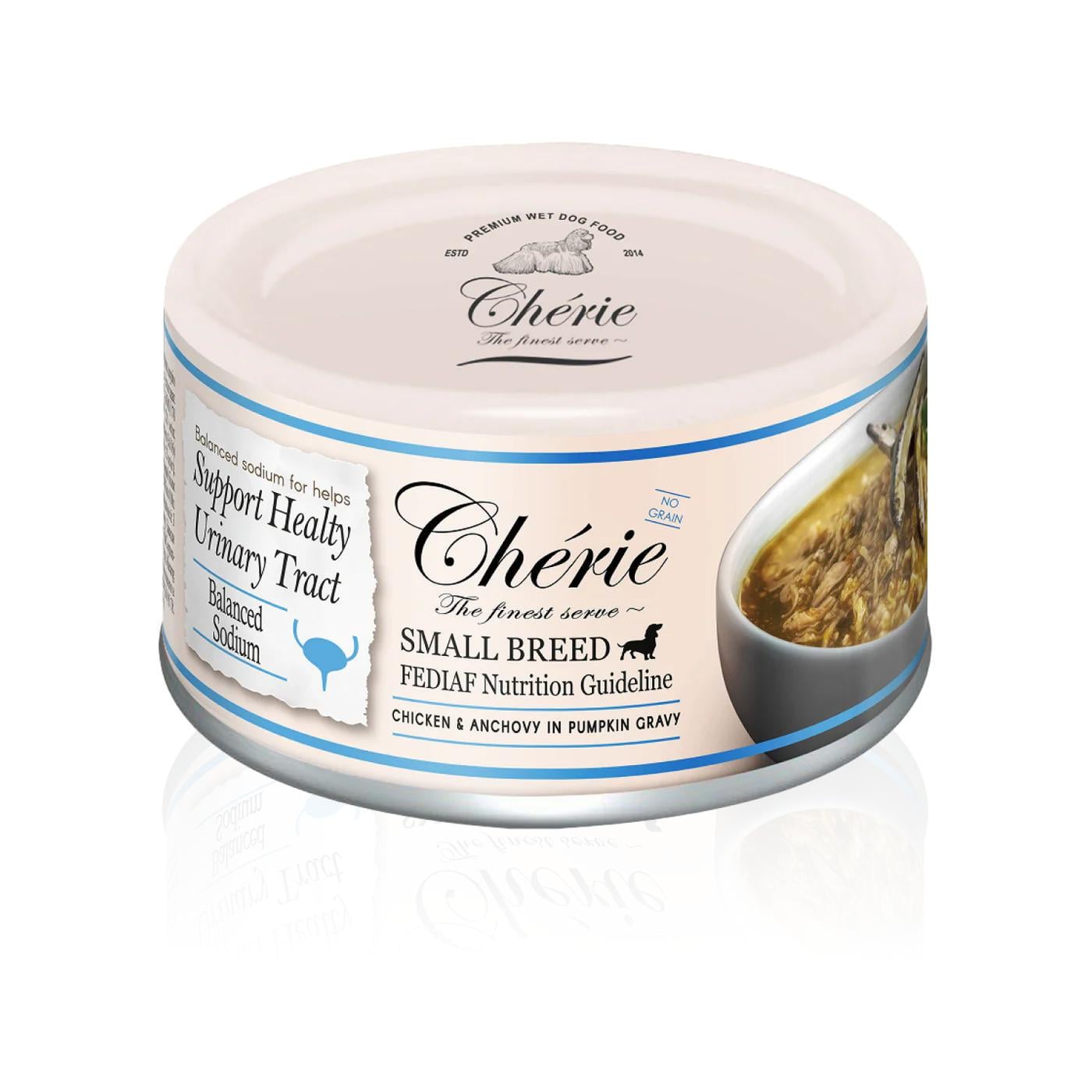 Корм влажный Cherie Small Breed Chicken&Anchovy in Pumpkin Gravy Курица в тыквенном соусе с анчоусами 80 г (CHT24705)
